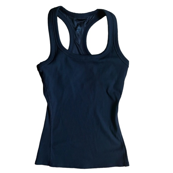 Alo Yoga support ribbed racerback tank Built In Bra Size Small Black - Picture 5 of 10